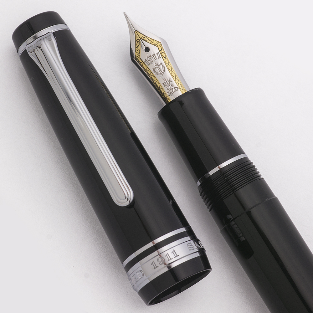 Sailor Pro Gear Fountain Pen - Black w Rhodium Trim, C/C, 21k H-F